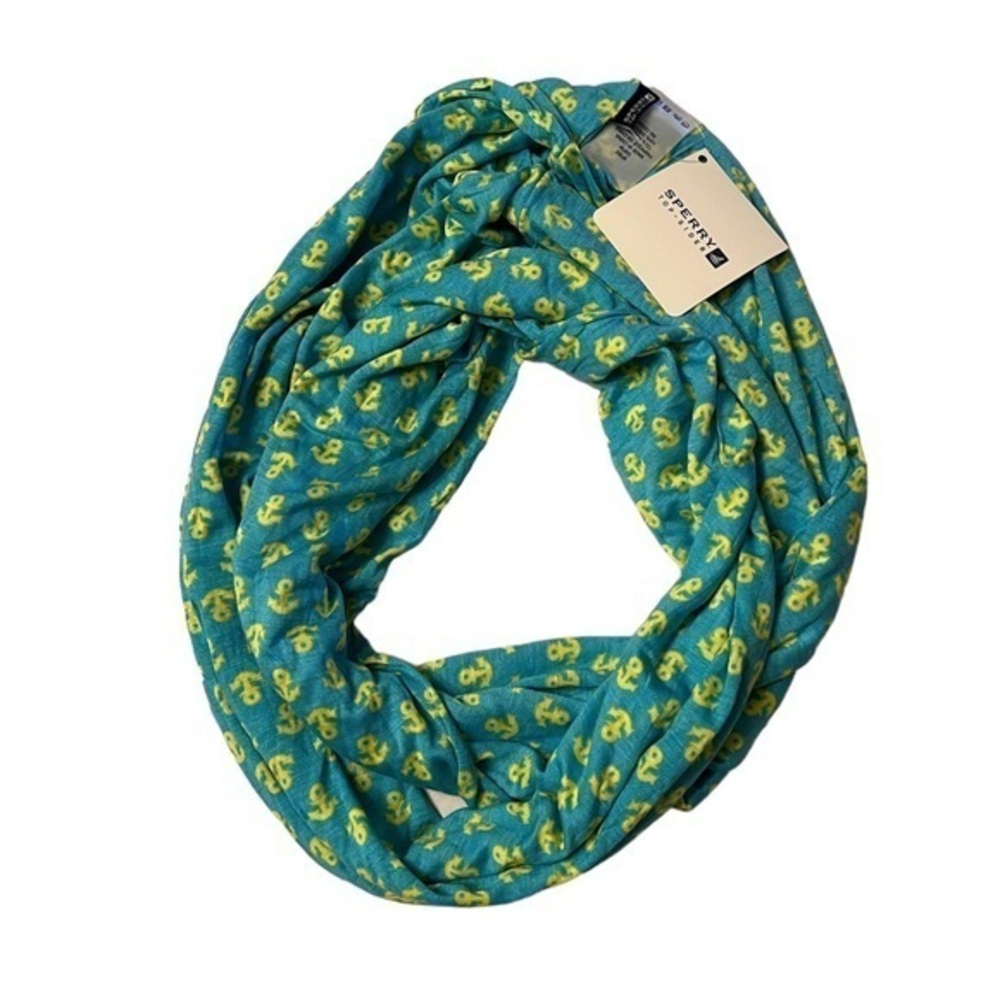 Sperry Anchor Infinity Scarf Teal Blue Yellow New With Tags 5F002